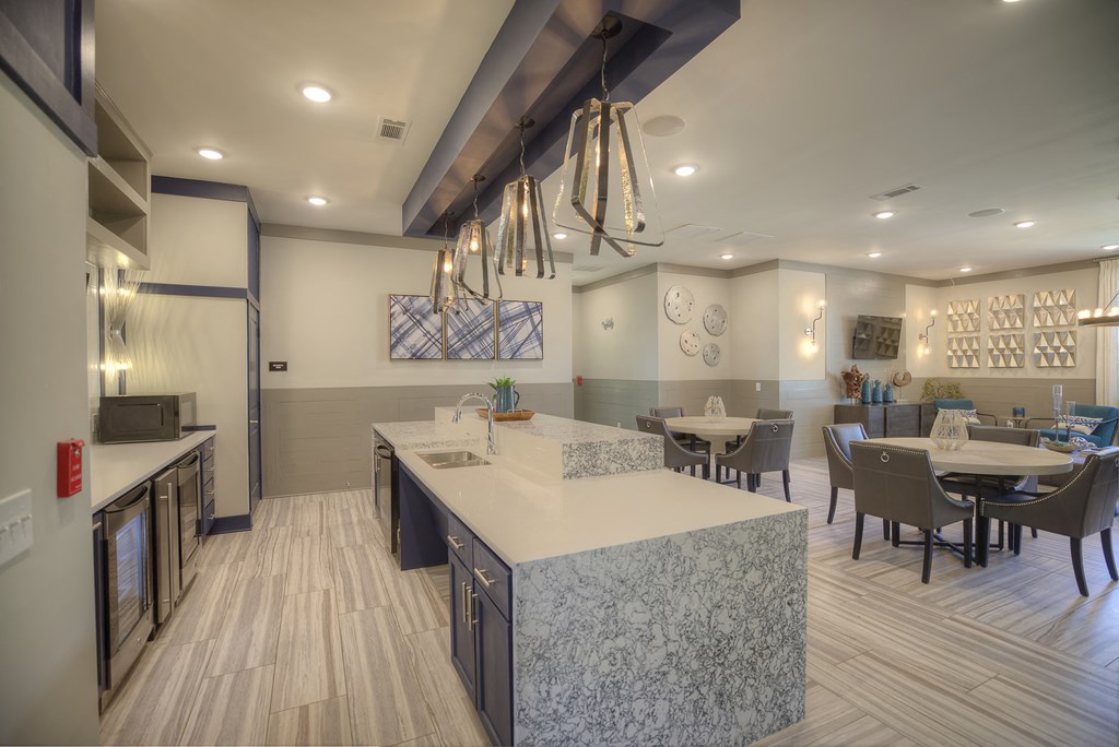 Communal kitchen and lounge at Lullwater at Blair Stone