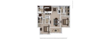 Diamond Great Room 2-bedroom/2-bathroom 3D floor plan layout with 1,495 square feet at Riverstone apartments for rent in Macon, GA
