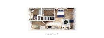 A FoundryYards-Hardwood-S4 floor plan shows a kitchen, living room, and two bedrooms.