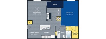 The Piedmont colored 1-bedroom/1-bathroom floor plan layout with 925 square feet at Heritage at Riverstone apartments for rent in Canton, GA