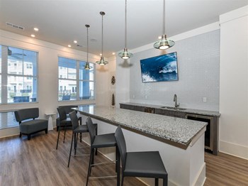 Granite bar area in the resident lounge in The Station at Brighton in Grovetown, GA