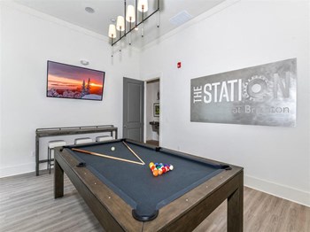 Pool table in the resident clubhouse at The Station at Brighton in Grovetown, GA
