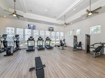 Fully-equipped fitness center at The Station at Brighton in Grovetown, GA