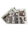 A-3 1-bedroom/1-bathroom 3D floor plan layout with 788 square feet at The Station at Brighton apartments for rent in Grovetown, GA