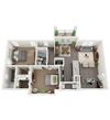 B-5 2-bedroom/2-bathroom 3D floor plan layout with 1,208 square feet at The Station at Brighton apartments for rent in Grovetown, GA