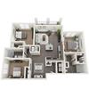C-1 3-bedroom/2-bathroom 3D floor plan layout with 1,484 square feet at The Station at Brighton apartments for rent in Grovetown, GA