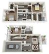 TH-3 3-bedroom/3.5-bathroom townhome 3D floor plan layout with 1,886 square feet at The Station at Brighton apartments for rent in Grovetown, GA