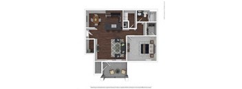 Amethyst 1-bedroom/1-bathroom alternative furnished floor plan at Riverstone apartments for rent in Macon, GA
