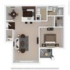 Amethyst Great Room 1-bedroom/1-bathroom furnished floor plan layout with 990 square feet at Riverstone apartments for rent in Macon, GA