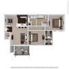 Beryl 2-bedroom/1-bathroom furnished floor plan layout with 1,185 square feet at Riverstone apartments for rent in Macon, GA