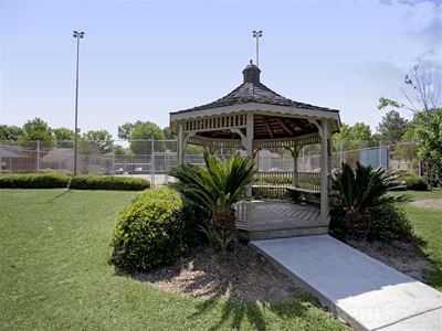 Gazebo with benches at Ridgewood Apartments in Savannah. GA