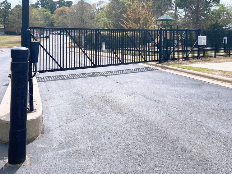 gate at entrance to Crescent Commons in Fayetteville NC