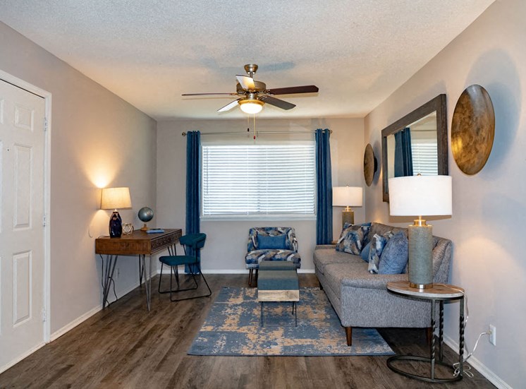 Spacious living room in North Macon apartment at Forest Ridge