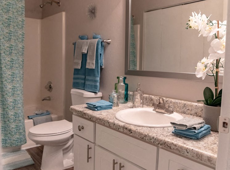 full bathroom in a Macon GA apartment with tub toilet and sink