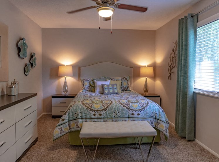furnished bedroom at Magnolia Crossing apartments in Macon GA