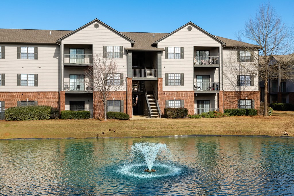 Residential building with private entrances and balconies at The Oaks of St. Clair in Moody, AL