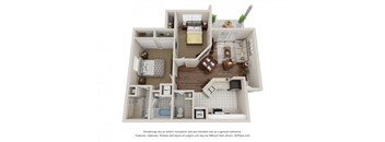 a furnished floor plan of a two bedroom apartment