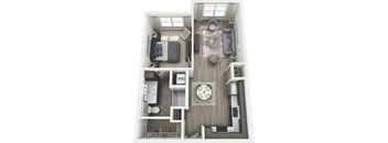 a 2 bedroom floor plan with a bathroom and a living room