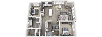 the outlook floor plan  2 bedroom with 2 baths