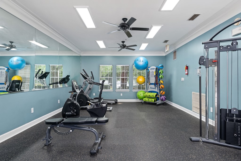 the gym at the whispering winds apartments in pearland, tx