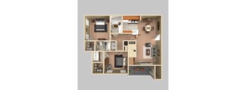 2 Bedroom, 2 Bathroom 1140sqft