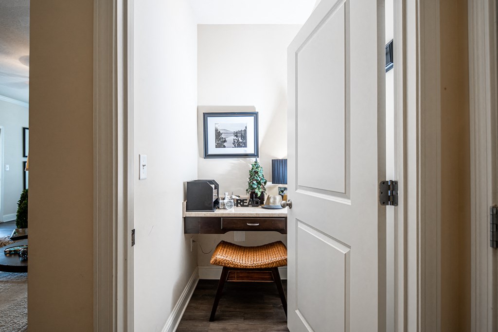Built-in desk with privacy door at Riverstone apartments for rent in Macon, GA