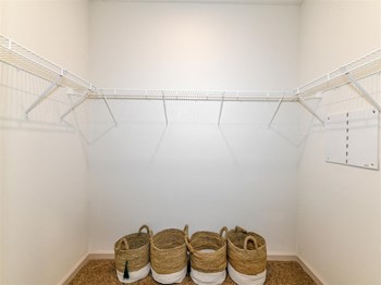 Walk-in closet with built-in shelving at Exchange at Windsor Hill in North Charleston, SC - Photo Gallery 4