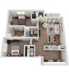 2-bedroom/2-bathroom floor plan layout with 1,007 square feet at Exchange at Windsor Hill in North Charleston, SC