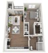 1-bedroom/1-bathroom floor plan with 788 square feet at Exchange at Windsor Hill in North Charleston, SC