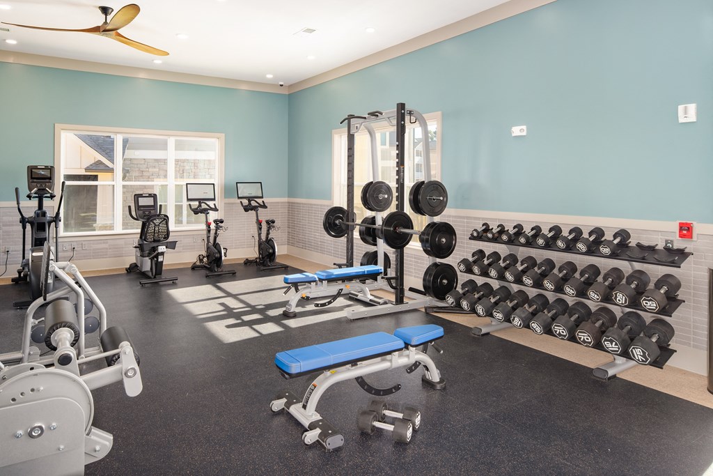Madison area premium fitness center with exercise machines and equipment at The Alexandria