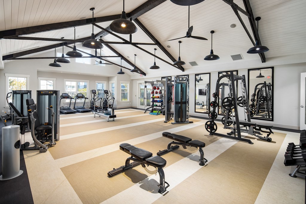 Premium fitness center with strength and cardio equipment at The Highland in Augusta, GA