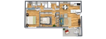a floor plan of a house with a wooden floor