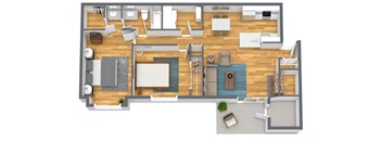 2 Bed 1 Bath Avon Floorplan