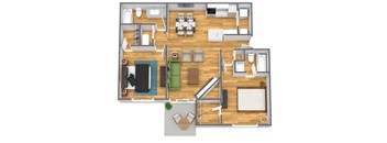 2 Bed 2 Bath Cambridge Floorplan