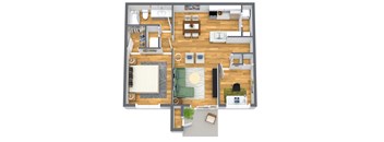 1 Bed 1 Bath Chelsea Floorplan