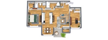 1 Bed 1 Bath Darby Floorplan