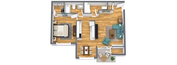 1 Bed 1 Bath Kensington Floorplan
