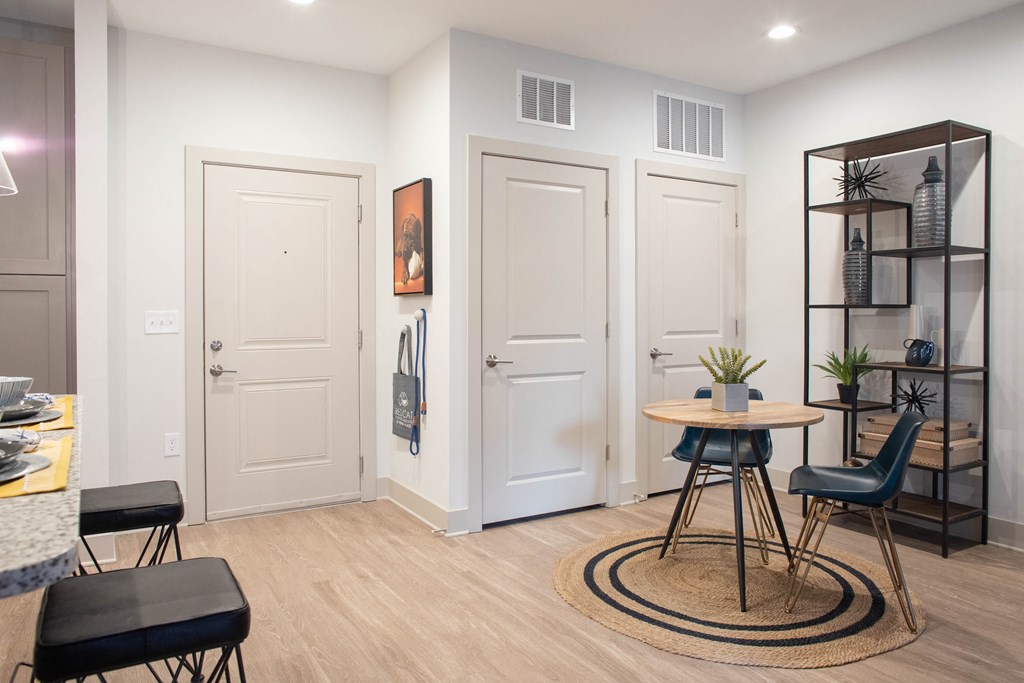 Spacious living room at Foundry Yards apartment building