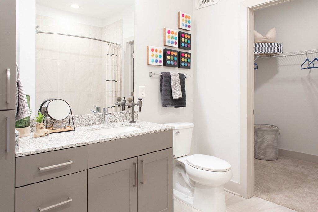 Large apartment bathroom in Birmingham AL at Foundry Yards