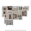 Crystal 2-bedroom/2-bathroom furnished floor plan layout with 1,240 square feet at Riverstone apartments for rent in Macon, GA