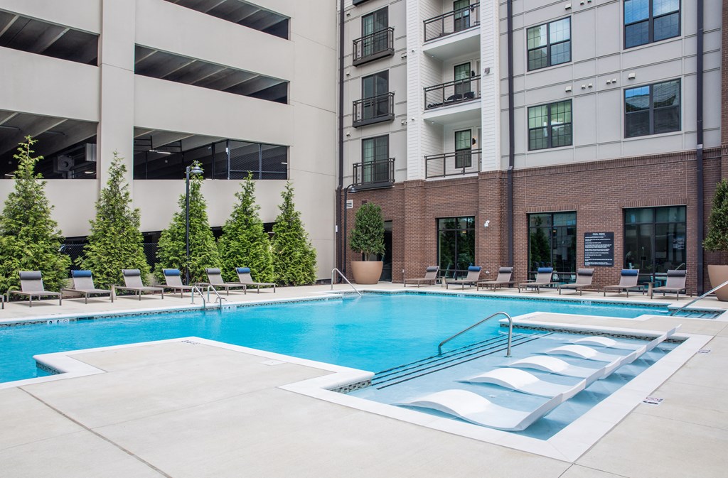 Birmingham, AL apartment complex swimming pool at Foundry Yards