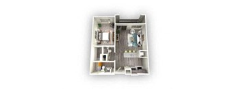 1-bedroom/1-bathroom floor plan layout of 746 square feet of space at EOS Orlando apartments for rent