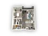 1-bedroom/1-bathroom floor plan layout of 746 square feet of space at EOS Orlando apartments for rent