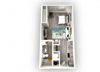1-bedroom/1-bathroom floor plan layout of 488 square feet of space at EOS Orlando apartments for rent