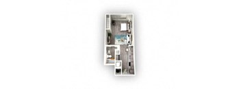 1-bedroom/1-bathroom floor plan layout of 515 square feet of space at EOS Orlando apartments for rent