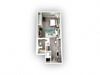 1-bedroom/1-bathroom floor plan layout of 515 square feet of space at EOS Orlando apartments for rent