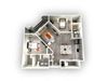 2-bedroom/2-bathroom floor plan layout of 1,199 square feet of space at EOS Orlando apartments for rent