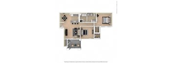 A two bedroom, 1 bathroom floorplan