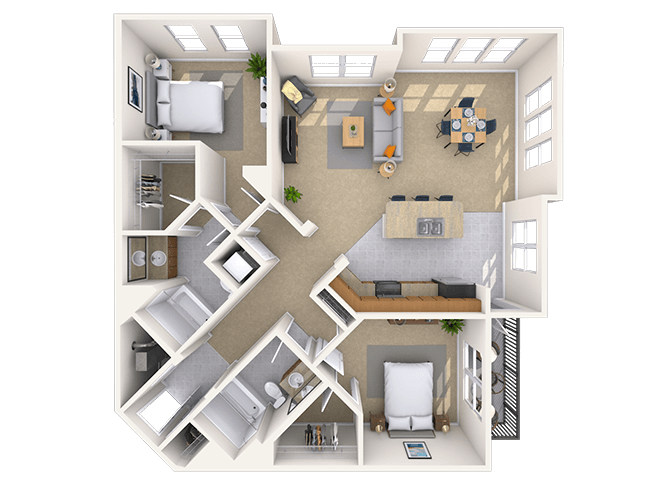 2 Bed  2 Bath