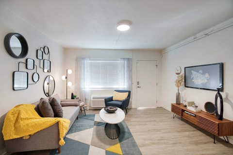 a living room with a couch and a tv at Presidio Palms Apartments, Arizona , 85701